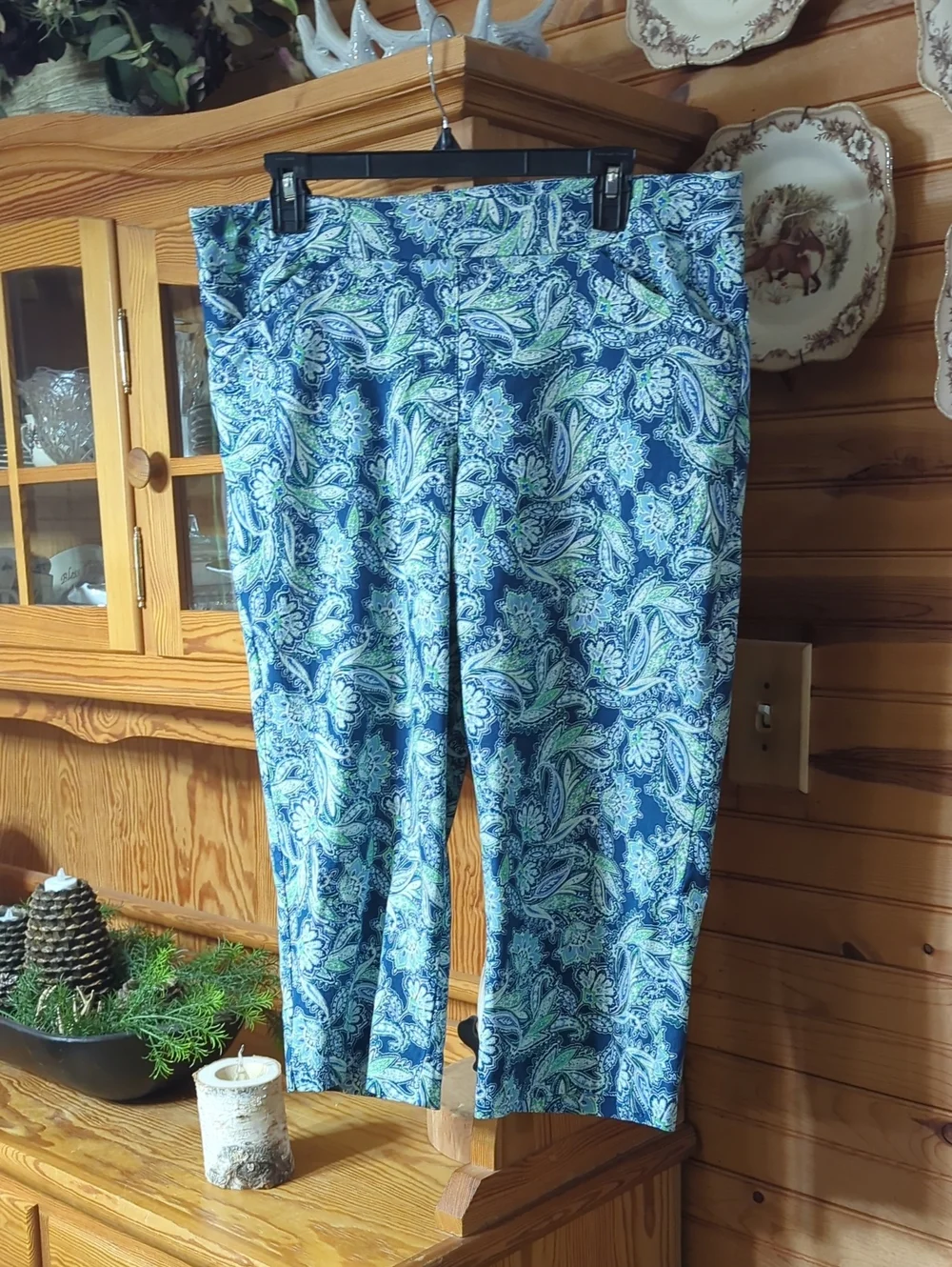 Coral Bay Blue and Green Paisley Capris